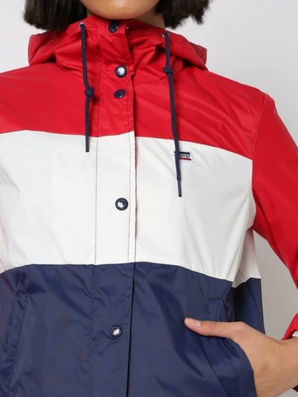 WOMENS LEVIS RED WHITE BLUE COLORBLOCK WINDBREAKER JACKET M